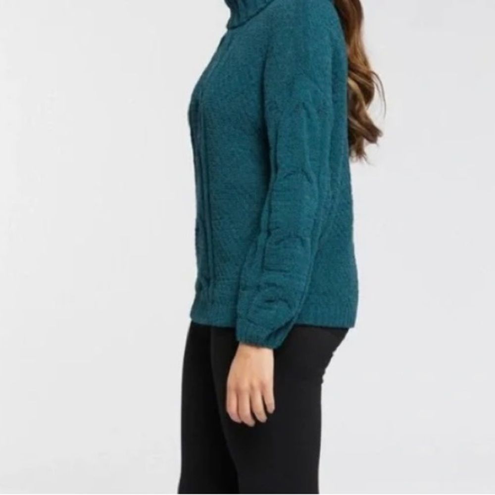 Seven7 chenille green cable knit turtleneck sweater XL NWT - Picture 3 of 8